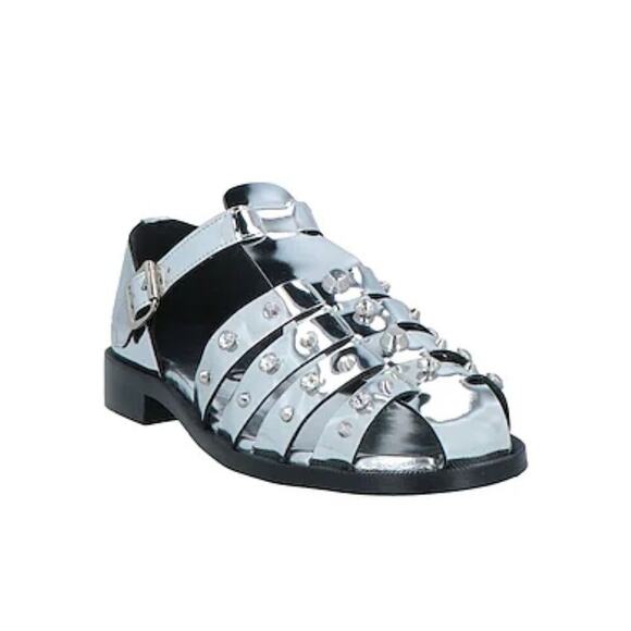 Sandro Studded Fisherman Sandals - Silver - Picture 3 of 10